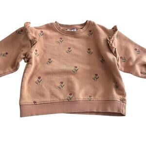 Zara girls floral ruffle shoulder sweatshirt size 18-24 months